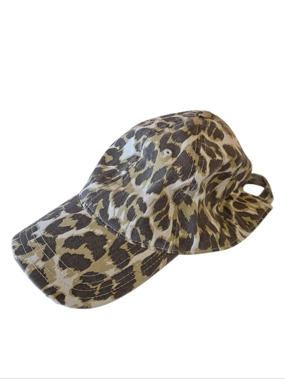 aerie Leopard Print Baseball Cap in Brown and Tan Animal Print Distressed